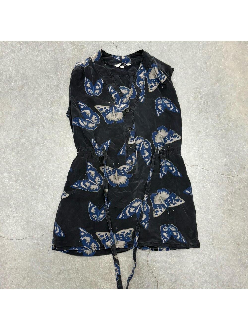 Tucker Sleeveless Butterfly Silk Shirt Dress